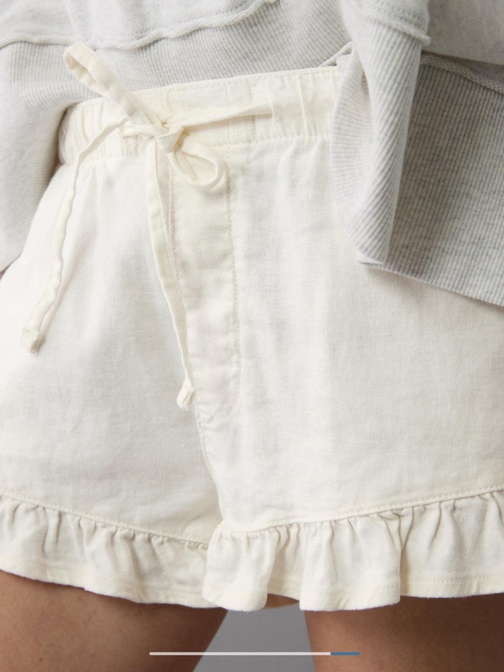 American Eagle Linen Blend Ruffle Hem Drawstring Shorts